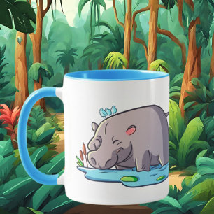 Caneca texto de adição de amantes do hipopo fofo