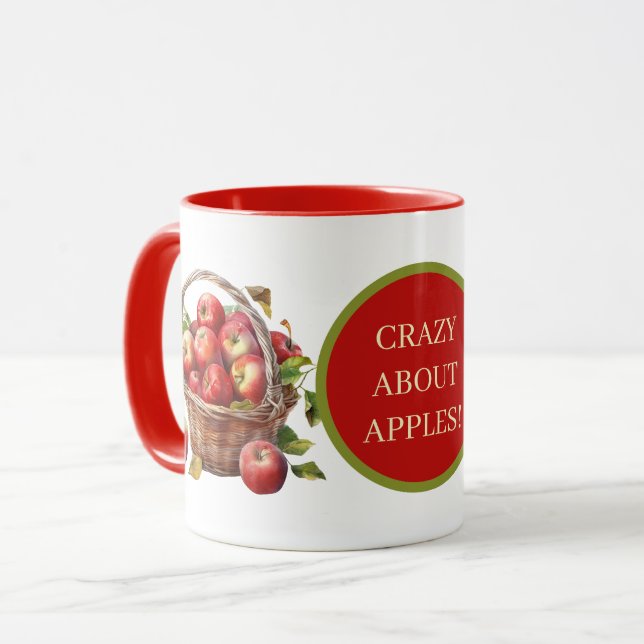 Caneca Texto de adição de maçã doida (Frente Esquerda)
