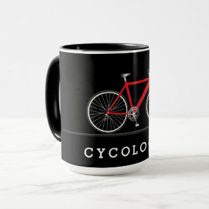Caneca Texto de cicologista com bicicleta vermelha