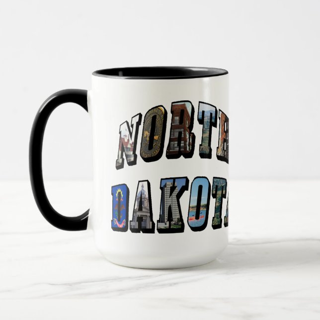 Caneca Texto de Imagem de Dakota do Norte (Esquerda)