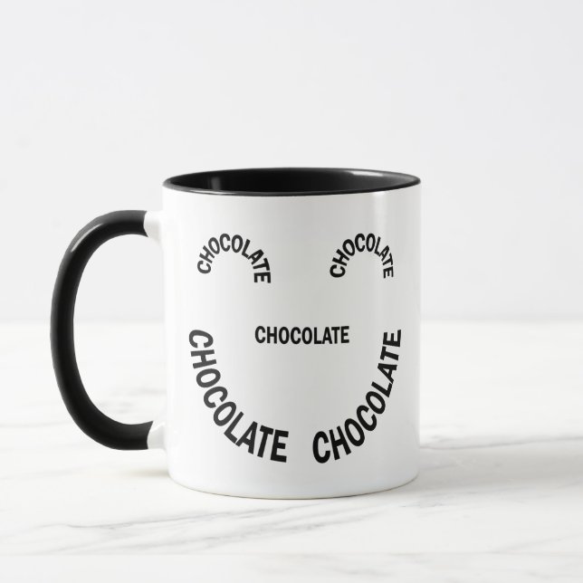 Caneca Texto de rosto de chocolate (Esquerda)