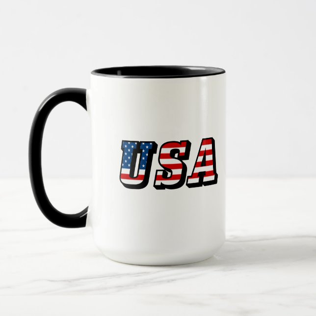 Caneca Texto de Sinalizador EUA Ringer Coffee Mug (Esquerda)