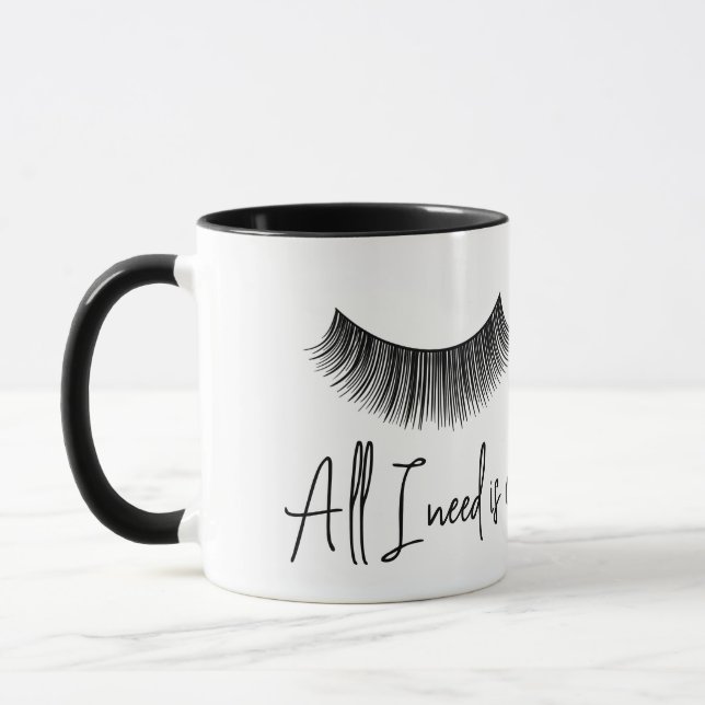 Caneca Texto divertido com Eyelashes (Esquerda)