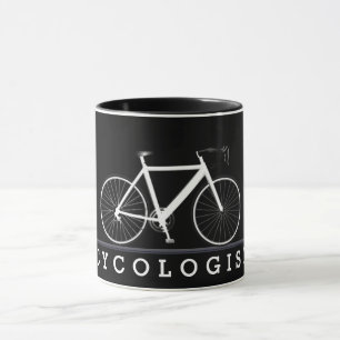 Caneca Texto do cicologista com bicicleta branca