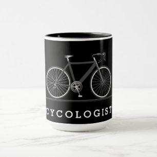 Caneca Texto do cicologista com bicicleta de cinza
