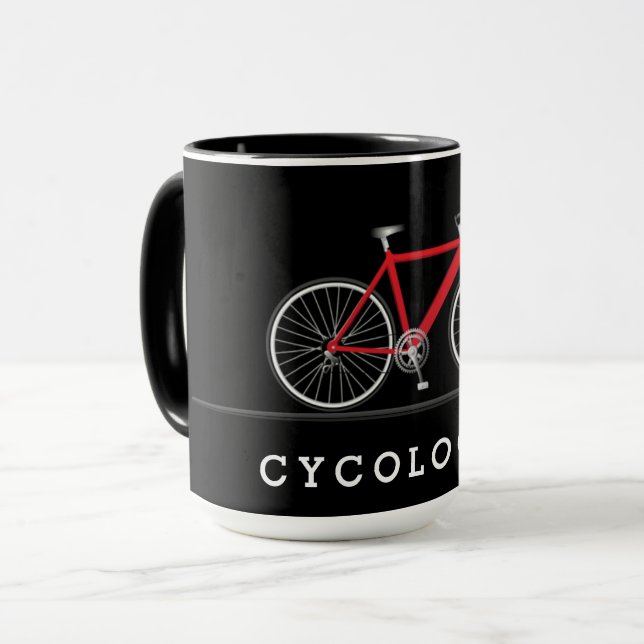 Caneca Texto do cicologista com bicicleta vermelha (Frente Esquerda)