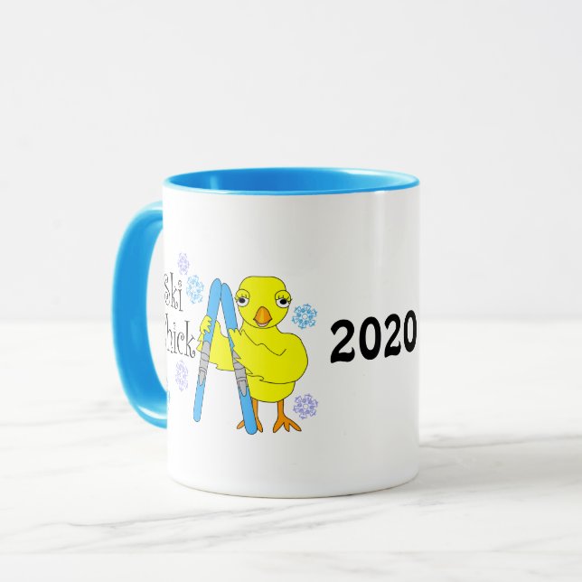 Caneca Texto do Pintinho de Esqui (Frente Esquerda)