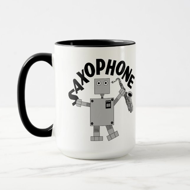 Caneca Texto do Robô Saxofone (Esquerda)