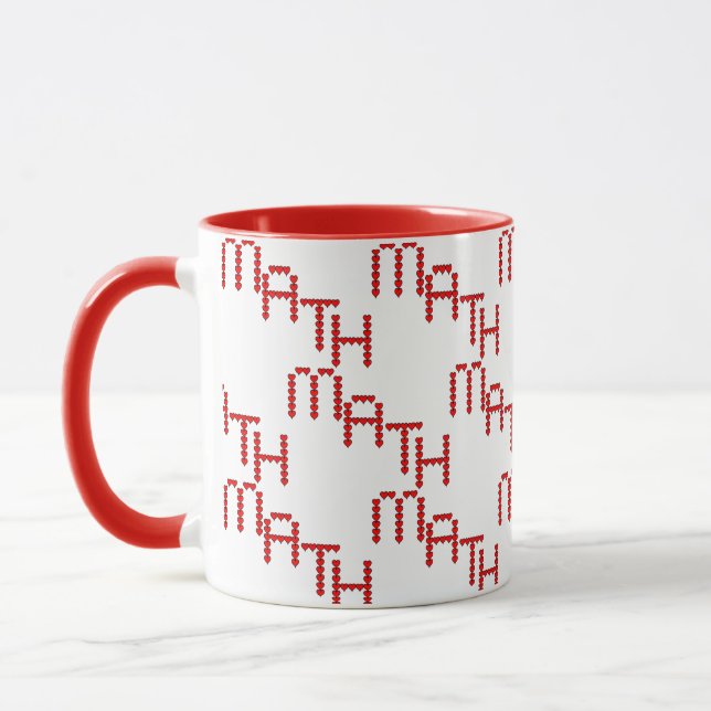 Caneca Texto dos Corações Vermelhos da Matemática (Esquerda)