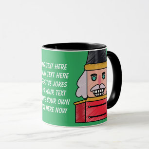 Caneca Texto engraçado Watercolor Nutcracker Green Red
