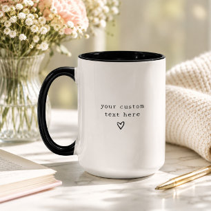 Caneca Texto minimalista de máquina de escrever preto e b