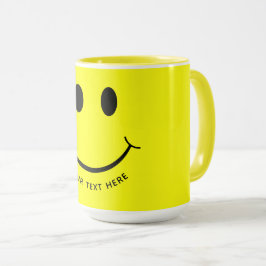 Caneca Texto para Adicionar Rosto Amarelo Feliz| Inferior
