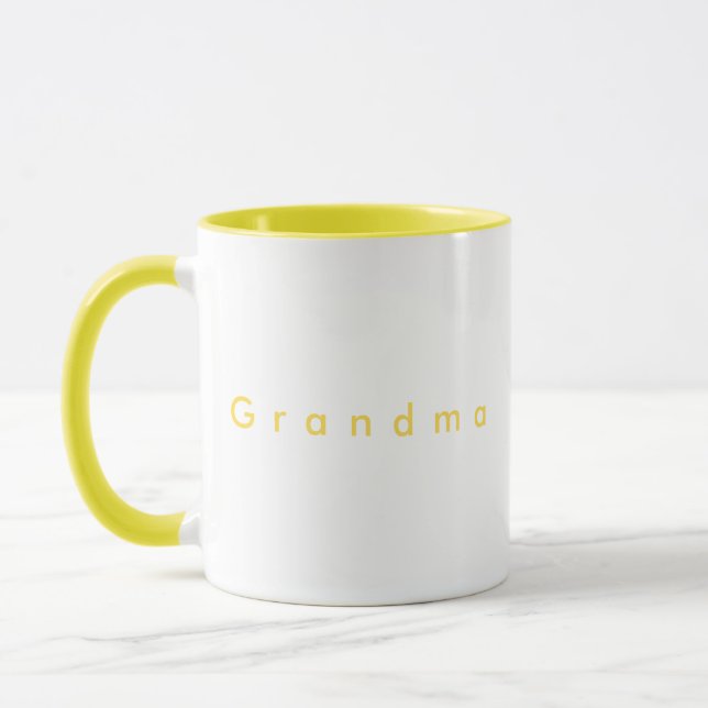 Caneca Texto personalizado amarelo minimalista branco avó (Esquerda)