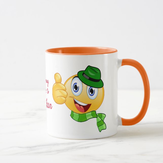 Caneca Texto personalizado borra Emoji com chapéu e espad (Direita)
