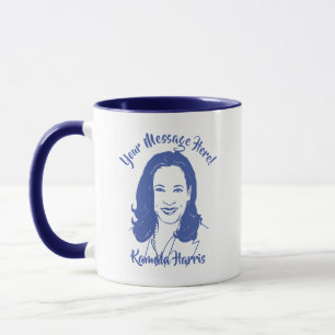 Caneca Texto Personalizado da Arte da Linha Kamala Harris