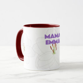 Caneca Texto Personalizado da Mãe Branca Flor e Negrito
