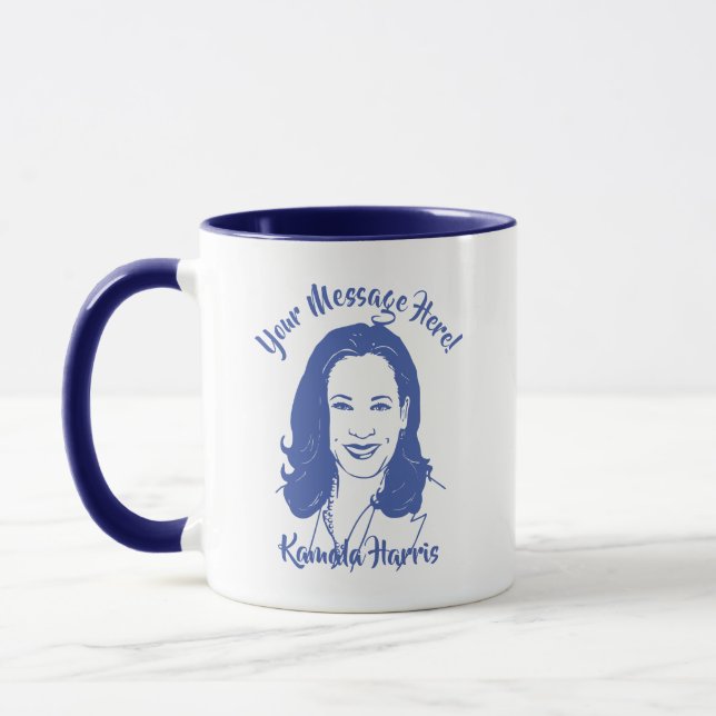 Caneca Texto Personalizado De Arte De Linha Kamala Harris (Esquerda)