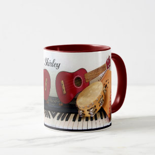 Caneca Texto Personalizado de Instrumentos Musicais Perso