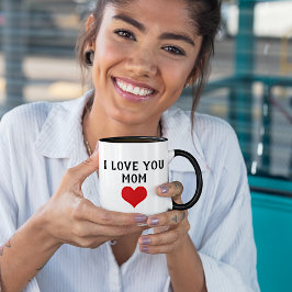 Caneca Texto Personalizado Eu Amo Você Mamãe Coração Verm