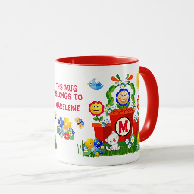 Caneca Texto Personalizado Flor Emoji Flor de Miúdo (Frente Esquerda)