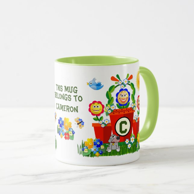 Caneca Texto Personalizado Flor Emoji Flor de Miúdo (Frente Esquerda)