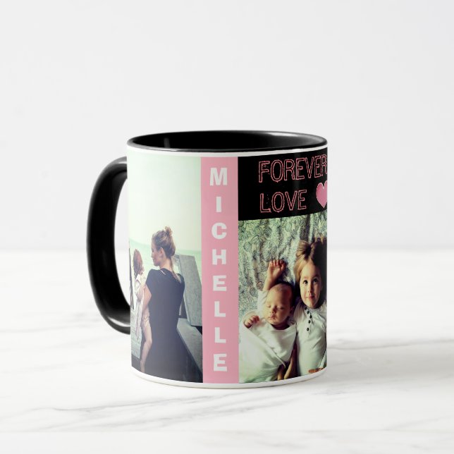 Caneca Texto pessoal personalizado de foto personalizado (Frente Esquerda)