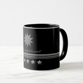 Caneca Texto Prateado 5 Estrelas - Grupo comercial Black