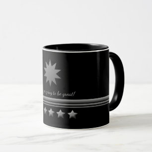 Caneca Texto Prateado 5 Estrelas - Grupo comercial Black 