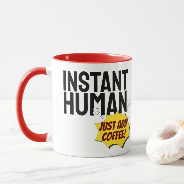 Caneca Texto Preto para Tipografia Humana Instantânea Mod (Com Donut)