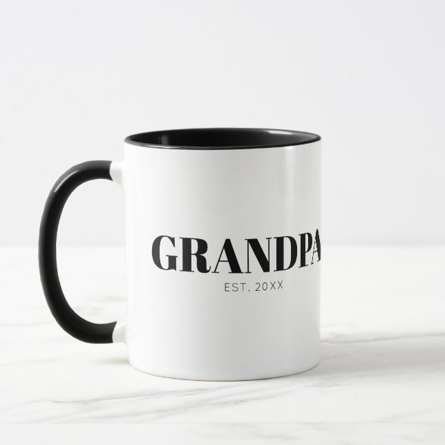 Caneca Texto Simples Mínimo Vovô Fundado Ano Est (Esquerda)