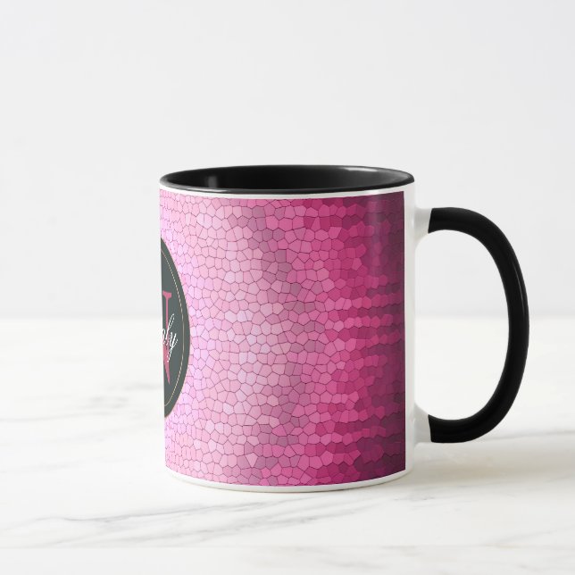 Caneca Textura abstrata do rosa do vitrage do círculo (Direita)