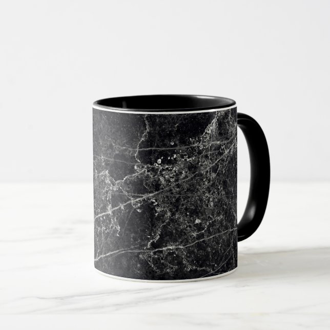 Caneca Textura de mármore preto (Frente Esquerda)