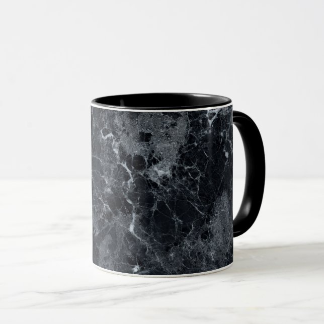 Caneca Textura de mármore preto (Frente Esquerda)