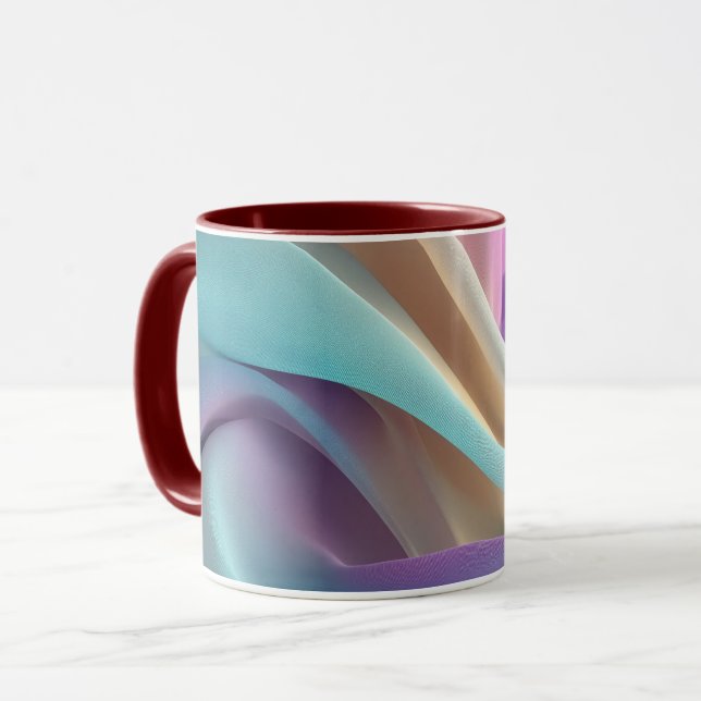 Caneca Textura de Tecido Abstrato em Tons Pastéis (Frente Esquerda)