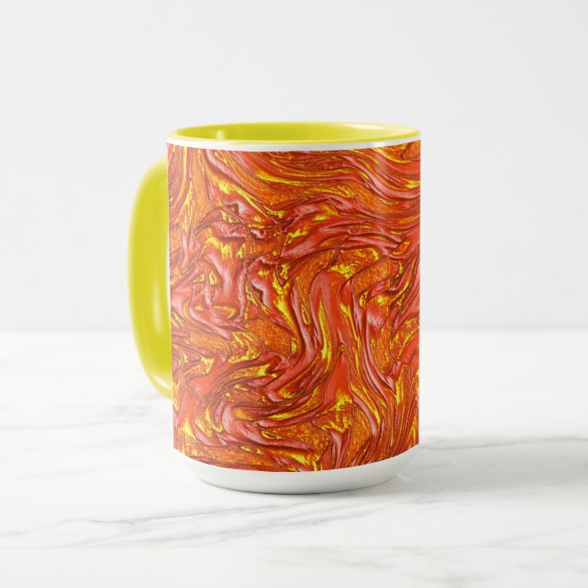 Caneca Textura vermelha clara e vívida com tons de amarel (Frente Esquerda)