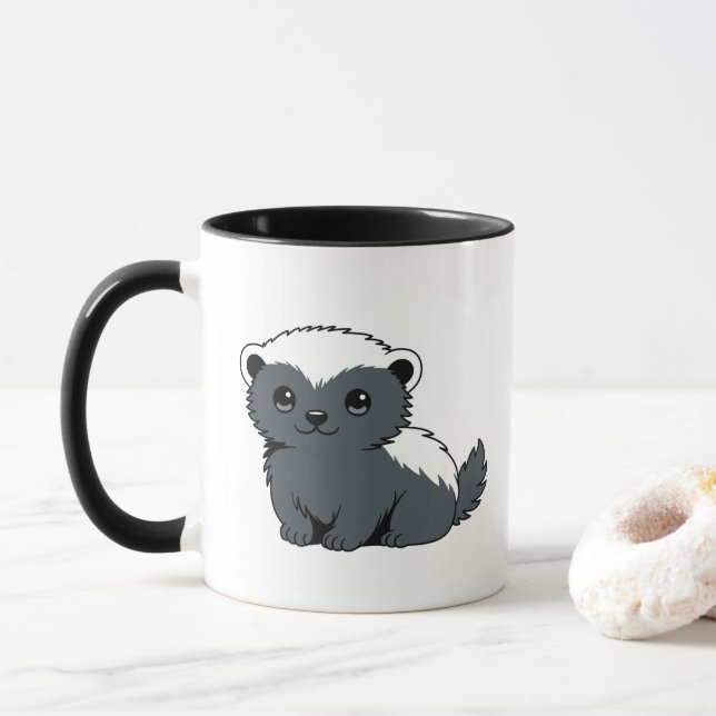 Caneca Texugo Meloso Desenho Animado Fofo (Com Donut)