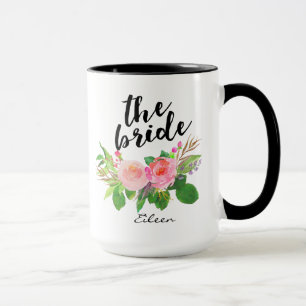 Caneca The Bride Watercolor Floral Personalized