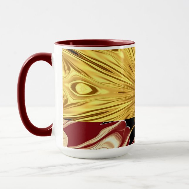 Caneca The Gilded Zenith: Molten Gold & Deep Crimson Luxu (Esquerda)