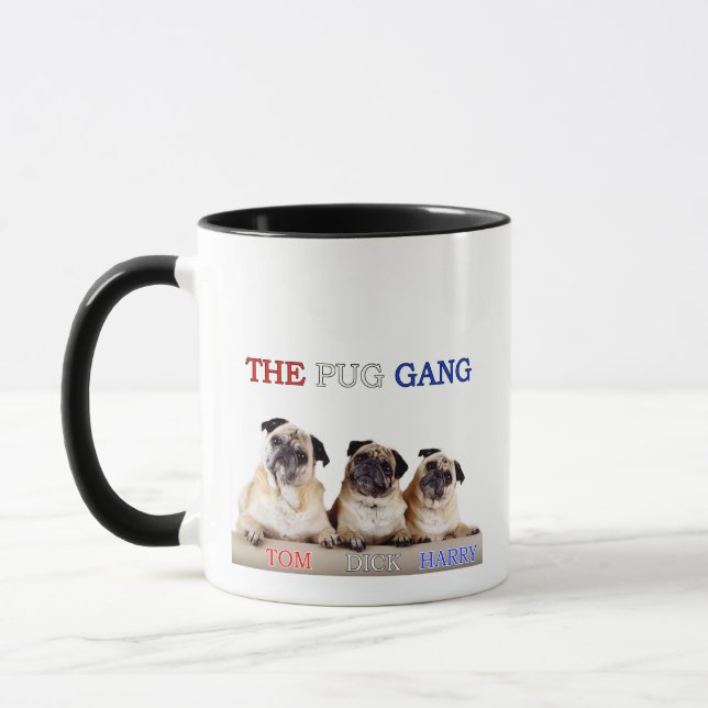 Caneca The Pug Gang Coffee Mug Tom, Dick & Harry (Esquerda)