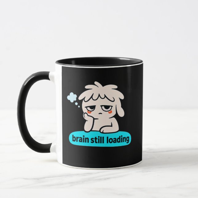 Caneca Thoughts Warming Up – Cute Slow Brain Coffee (Esquerda)