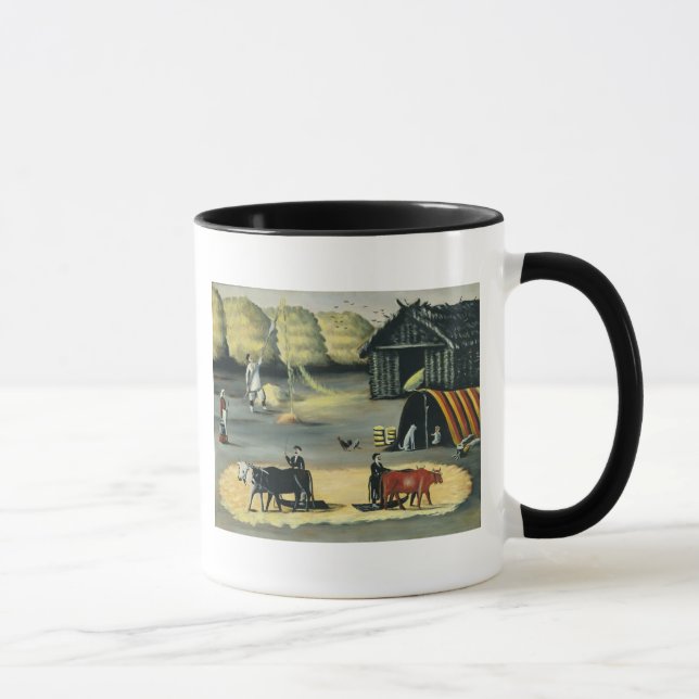 Caneca Threshing o assoalho em um país Georgian (Direita)