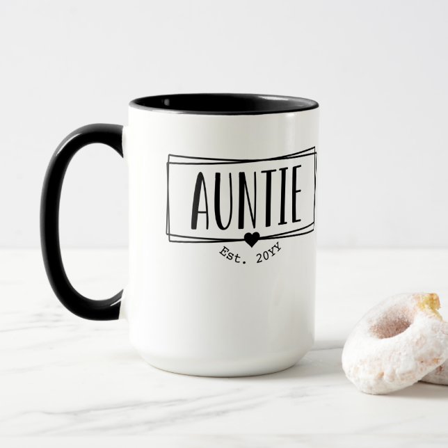 Caneca Tia Est. A tia personalizada estabeleceu novos pre (Com Donut)