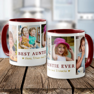 Caneca Tia Maravilhosa Personalizada 4 Fotos Marrom Doura