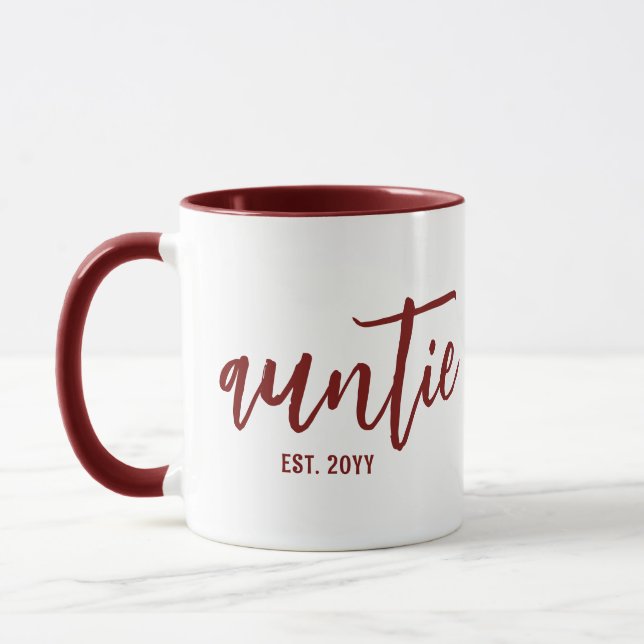 Caneca Tia Personalizada. Tipografia de Script de Pincel  (Esquerda)