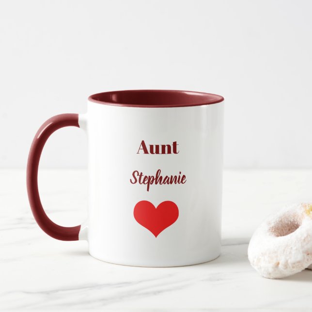 Caneca Tia Presentes Personalizado Nome Burgundy Favor Ve (Com Donut)