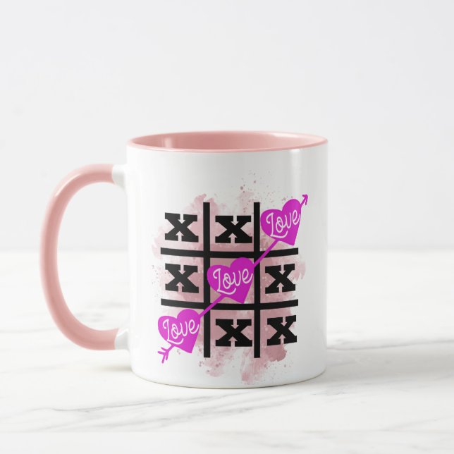 Caneca Tic Tac Toe namorados Heart Gift (Esquerda)