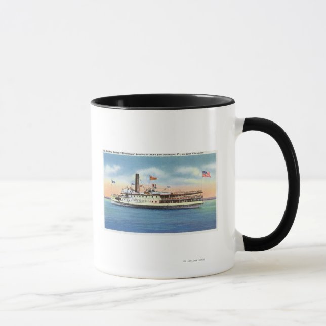 Caneca Ticonpeta Navio a vapor Saindo de Port Burlington, (Direita)