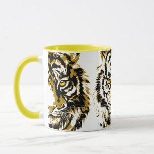 Caneca Tigre Amarelo Tigre Colorida Face De Café