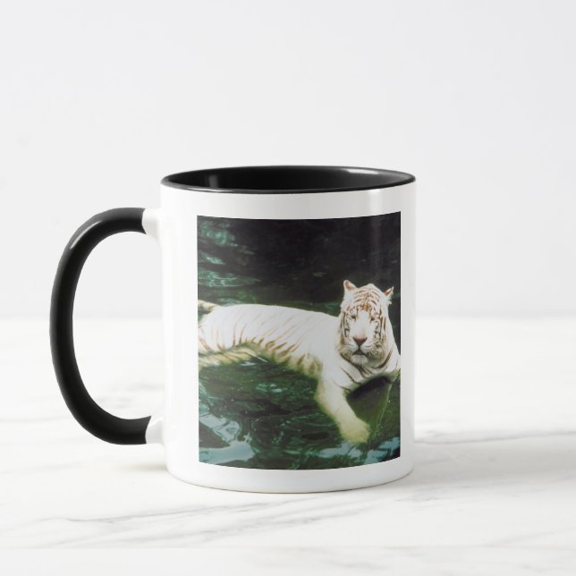 Caneca Tigre branco que nada pacificamente (Esquerda)