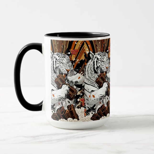 Caneca Tigre Branco Rugindo – Energia Matinal Ousada (Esquerda)